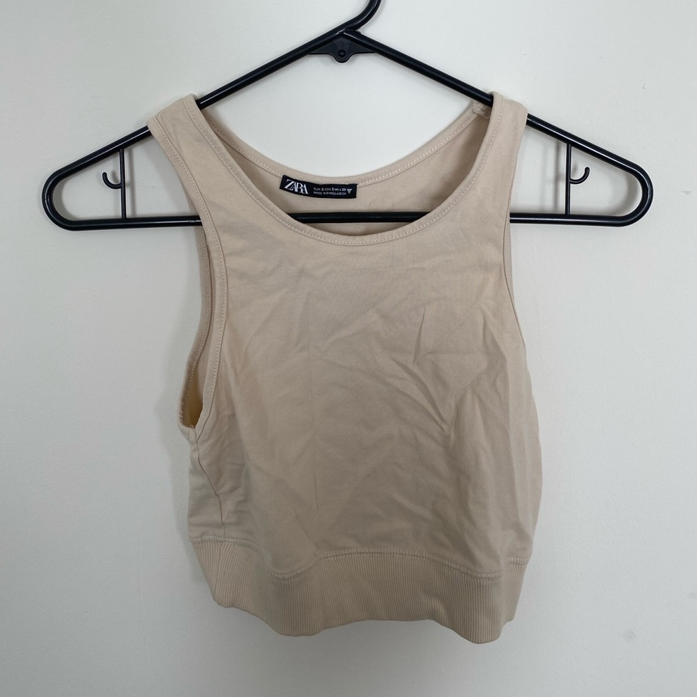 Tan zara cropped tank top